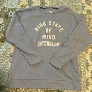 Y2K blue Victoria's Secret Pink sweatshirt. Size S